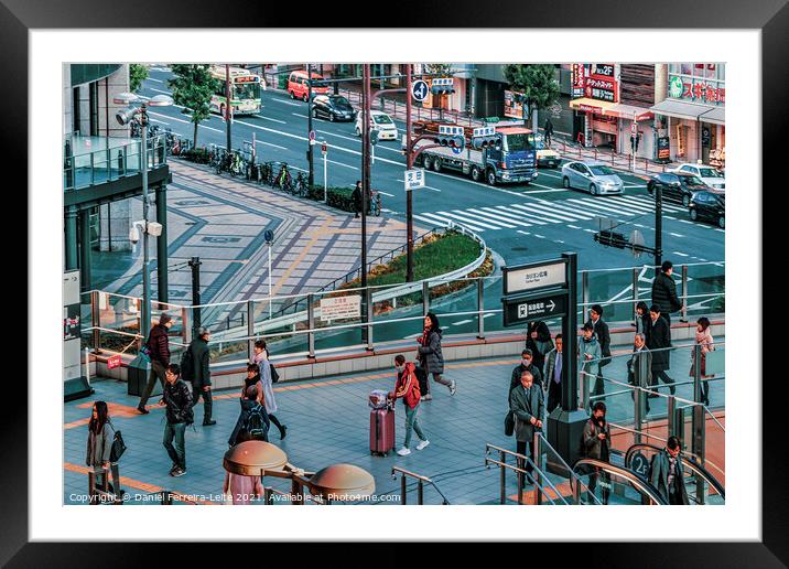 Crowded Urban Scene, Osaka - Japan Framed Mounted Print by Daniel Ferreira-Leite