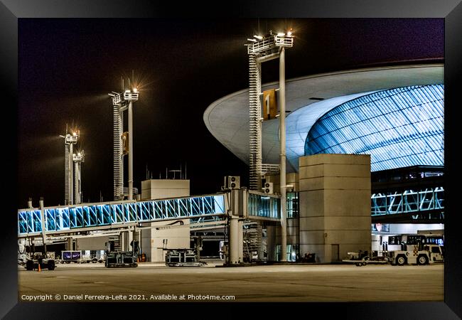 Montevideo Airport Facade Night Scene Framed Print by Daniel Ferreira-Leite