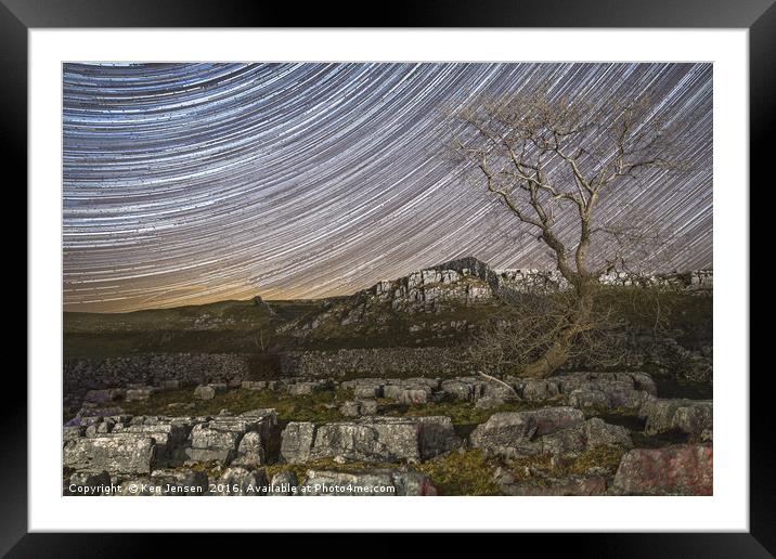 Star Trail Over Yorkshire Framed Mounted Print by Ken Jensen