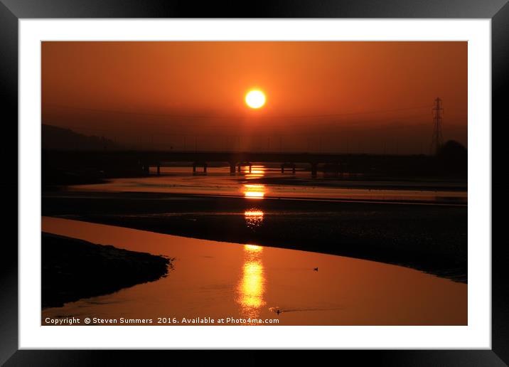 Loughor Estuary Sunset, South Wales Framed Mounted Print by Steven Summers