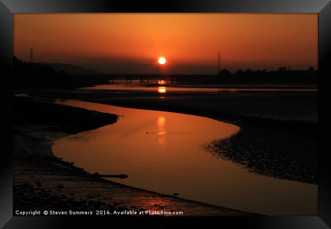 Loughor Estuary Sunset, South Wales Framed Print by Steven Summers