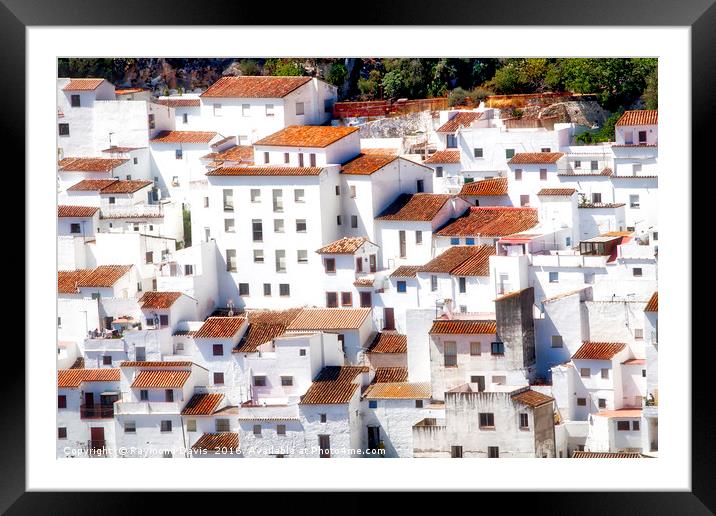 Traditional white hillside houses in Casares, Mala Framed Mounted Print by Raymond Davis