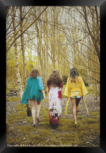 3 Women Walking in the Woods - Bohemian Framed Print by Paul Bryan