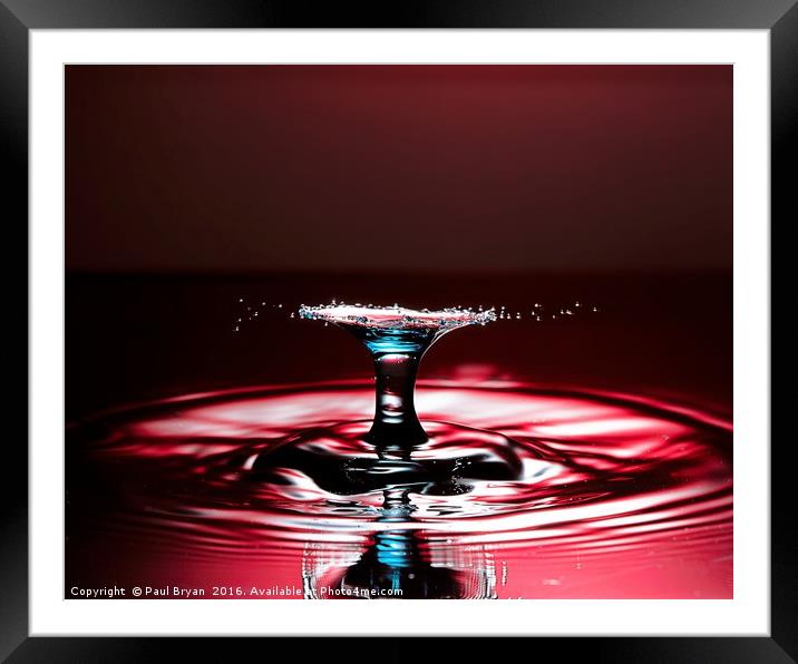 Blue Splash on Red Water Framed Mounted Print by Paul Bryan