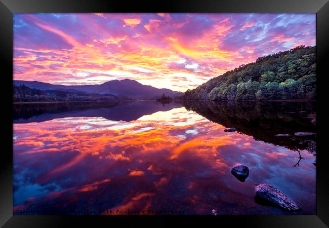 Loch Achray Sunset Framed Print by Stewart Mcquillian