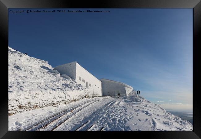 Frozen Summit of Snowdon Framed Print by Nikolas Maxwell