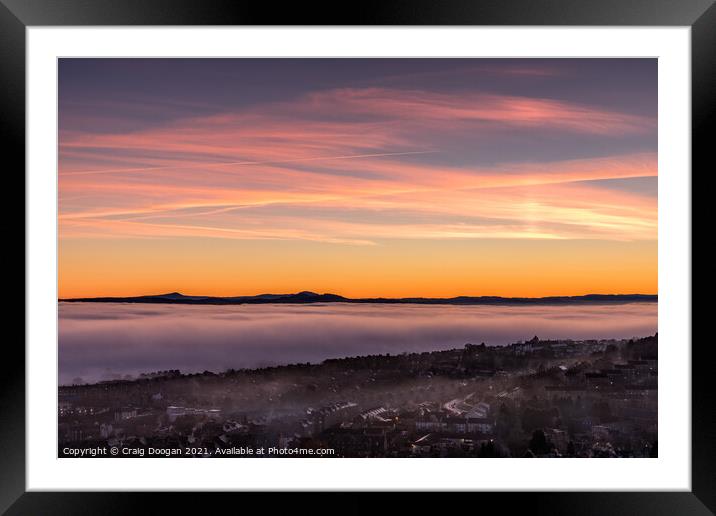 Dundee Sunset Fog Framed Mounted Print by Craig Doogan