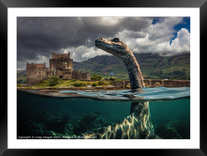 The Loch Ness Monster visits Eilean Donan Castle Framed Mounted Print by Craig Doogan