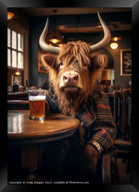 Highland Cow in the Boozer Framed Print by Craig Doogan