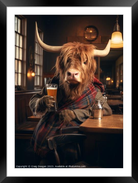 Highland Drinker Framed Mounted Print by Craig Doogan