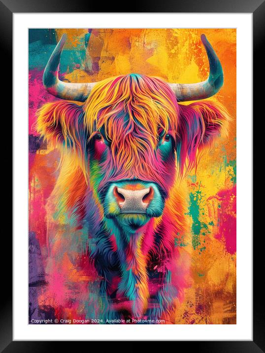 Highland Cow Digital Art Framed Mounted Print by Craig Doogan