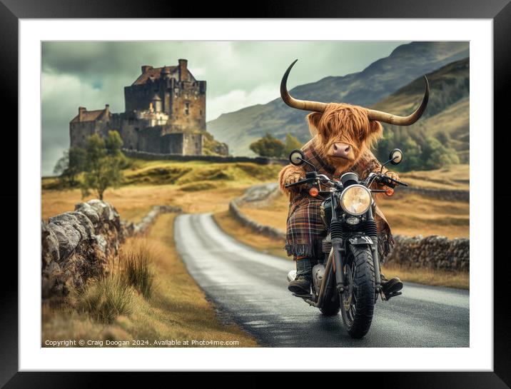 Highland Cow Road Trip Framed Mounted Print by Craig Doogan