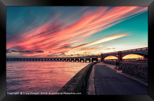 Dundee Tay Rail Bridge Sunset Framed Print by Craig Doogan