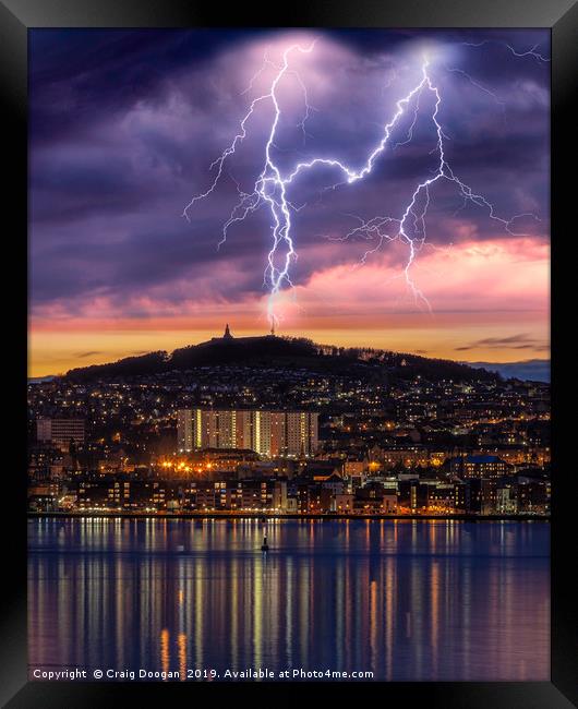 Dundee City Lightning Framed Print by Craig Doogan