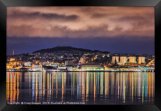 Dundee City Lights & Tartan Tay Framed Print by Craig Doogan