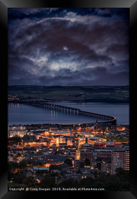 Dundee Tay Rail Bridge Moonscape Framed Print by Craig Doogan