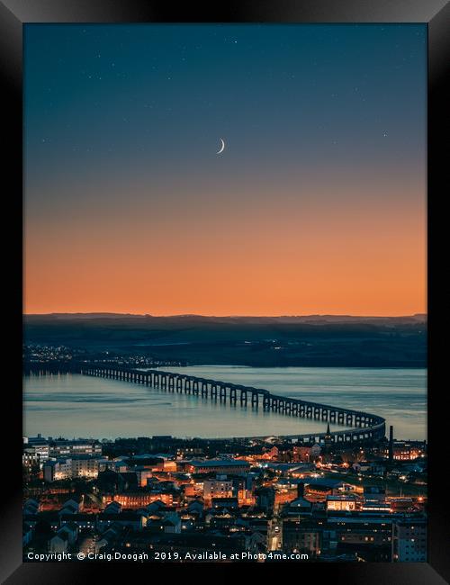 Dundee City - Tay Rail Bridge Moonscape Framed Print by Craig Doogan