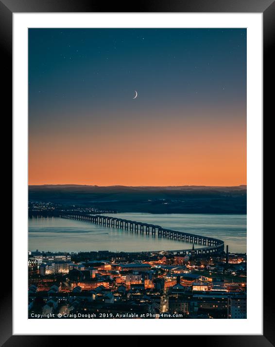 Dundee City - Tay Rail Bridge Moonscape Framed Mounted Print by Craig Doogan