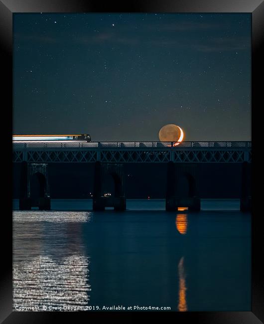Dundee Tay Rail Bridge - Waxing Crescent Moonscape Framed Print by Craig Doogan