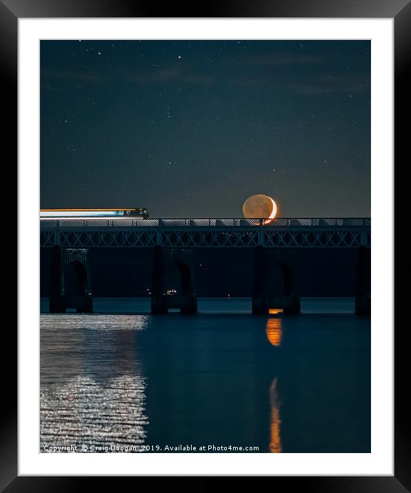 Dundee Tay Rail Bridge - Waxing Crescent Moonscape Framed Mounted Print by Craig Doogan