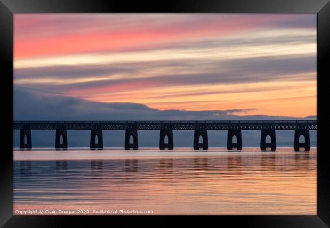 Tay Rail Bridge Sunset Framed Print by Craig Doogan
