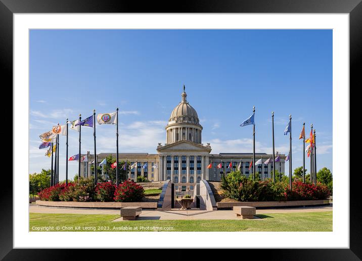 Sunny exterior view of the Oklahoma State Capitol Framed Mounted Print by Chon Kit Leong