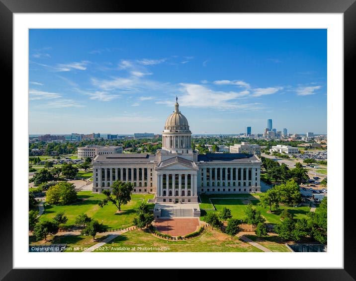 Aerial view of the Oklahoma State Capitol and downtown cityscape Framed Mounted Print by Chon Kit Leong