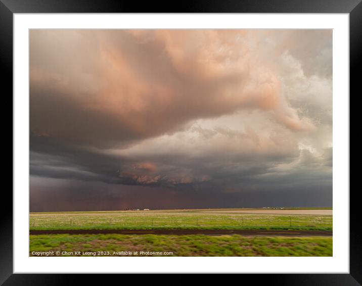 Thunderstorm over the sky in Amarillo country side area Framed Mounted Print by Chon Kit Leong