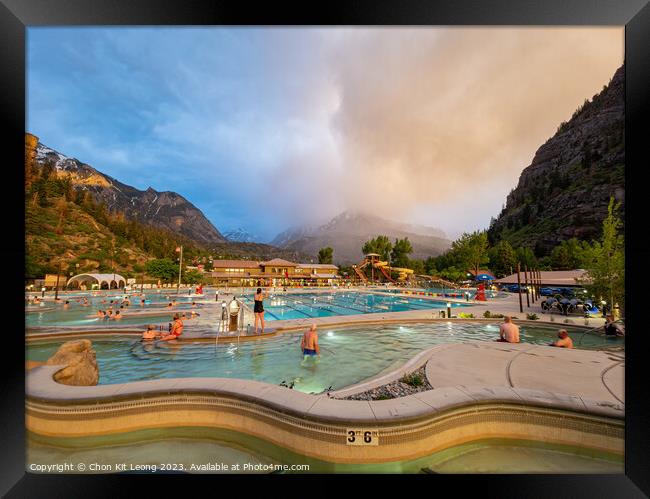 Sunset view of Ouray Hot Springs Pool and Fitness Center of Oura Framed Print by Chon Kit Leong