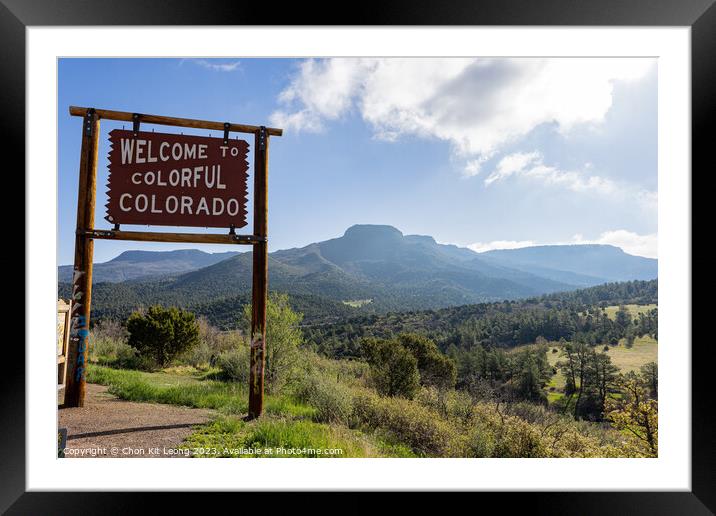Sunny view of the Welcome to Colorful Colorado sign Framed Mounted Print by Chon Kit Leong