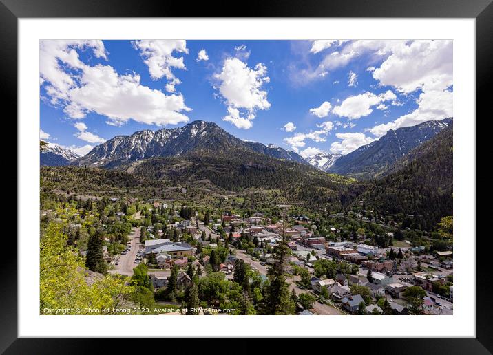 Sunny high angle view of the Ouray town Framed Mounted Print by Chon Kit Leong