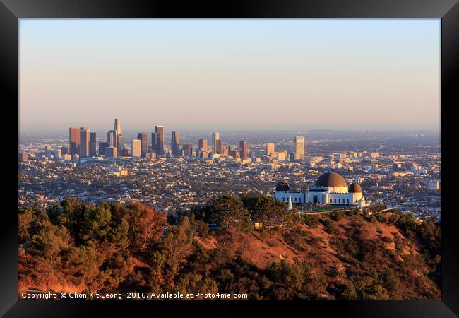 Los Angeles Sunset Cityscape, Griffin Observatory Framed Print by Chon Kit Leong