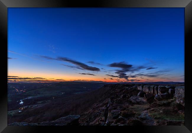 Curbar Edge at night Framed Print by Pete Biggin