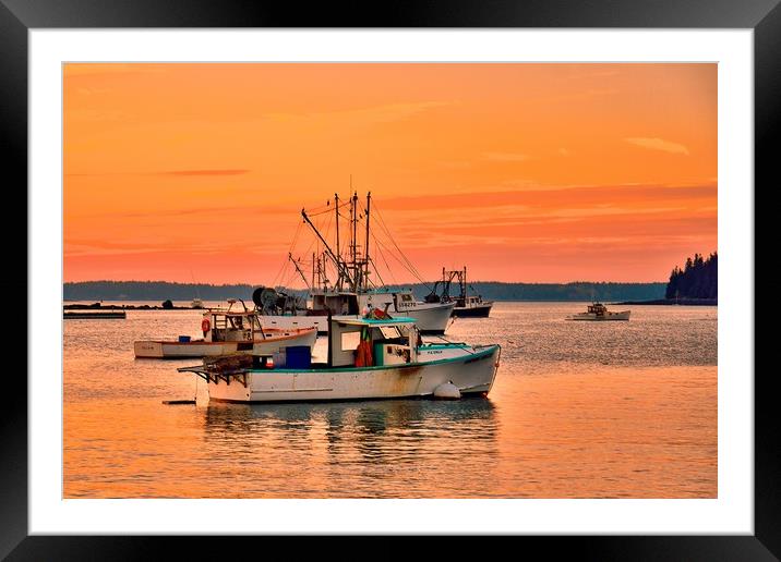 "Fishing Boats At Day's End" Framed Mounted Print by Jerome Cosyn
