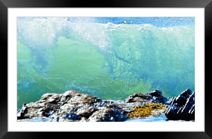 "Breaker Over Rocks" Framed Mounted Print by Jerome Cosyn