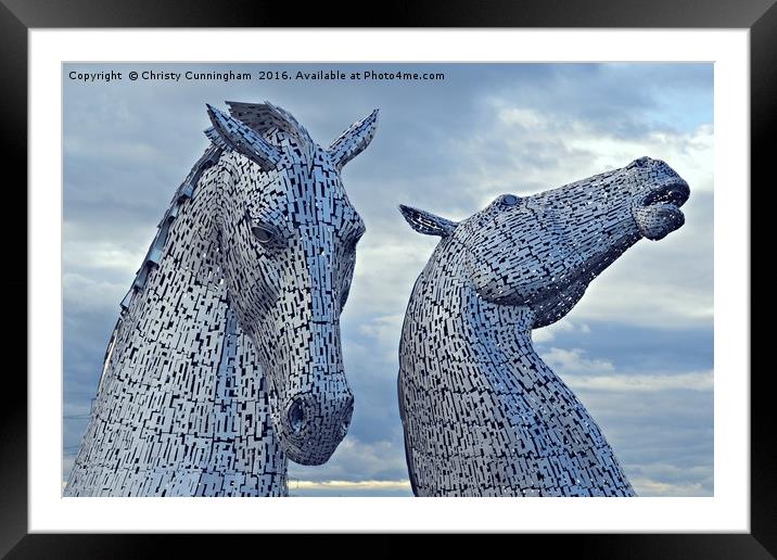 The Kelpies 001 Framed Mounted Print by Christy Cunningham