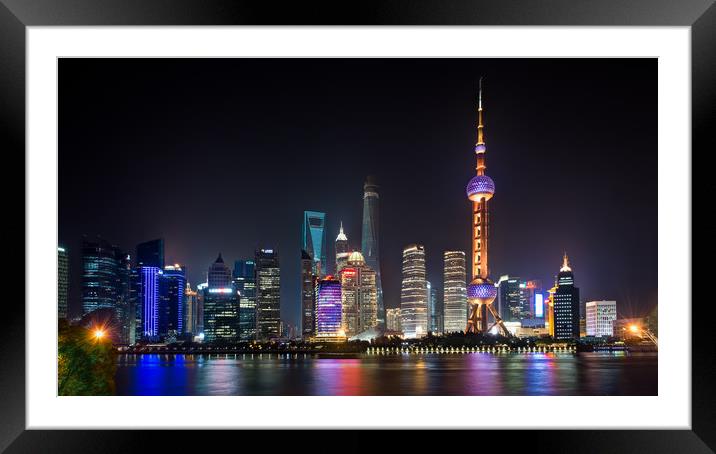 Downtown Shanghai Framed Mounted Print by Peter Walmsley