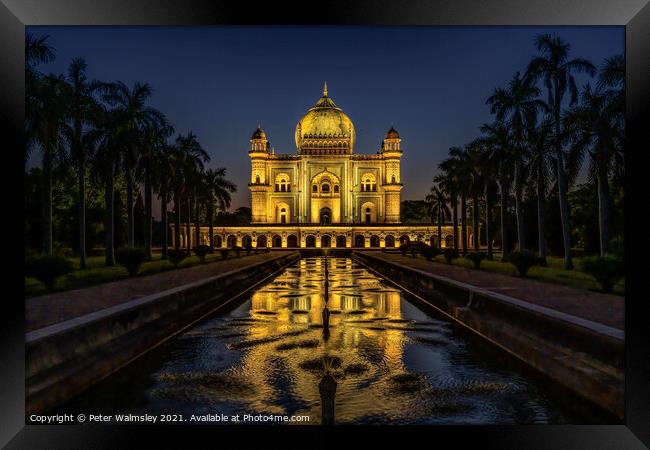 Safdarjung Reflections Framed Print by Peter Walmsley