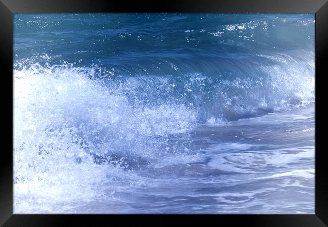 Breaking Cool Blue Waves Framed Print by Jeremy Hayden