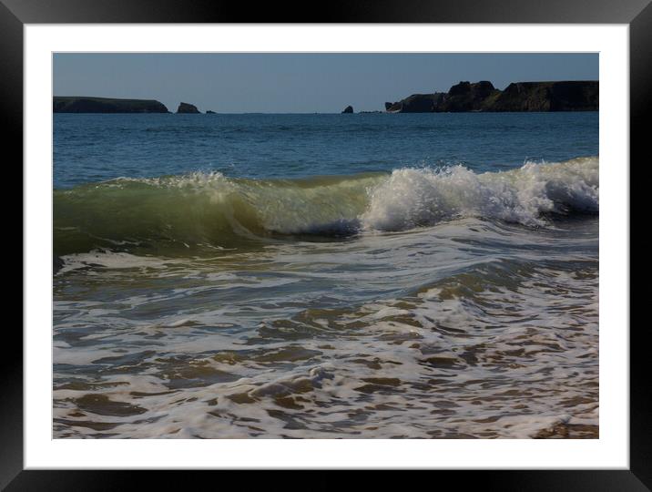 Breaking Wave on a Tenby Beach Framed Mounted Print by Jeremy Hayden