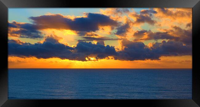 Orange Sunrise Cloudscape sea Panorama Framed Print by Jeremy Hayden