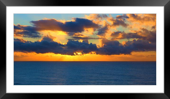 Orange Sunrise Cloudscape sea Panorama Framed Mounted Print by Jeremy Hayden