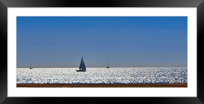 Yacht at Sea in Alvor Framed Mounted Print by Jeremy Hayden