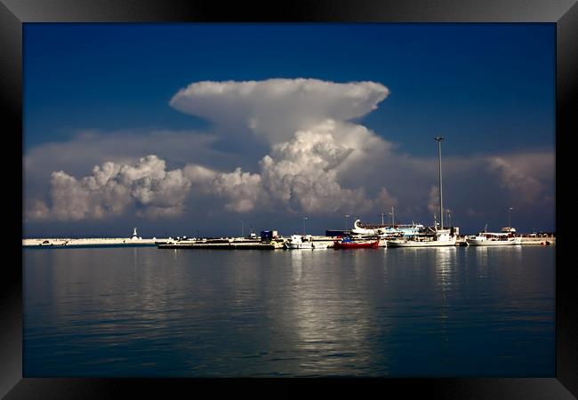 Zakynthos Harbour Cloudscape Framed Print by Jeremy Hayden