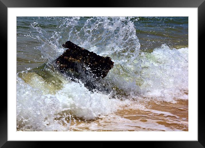 Wave Breaking with a Splash Framed Mounted Print by Jeremy Hayden
