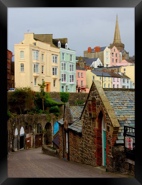 Tenby Harbour Stone Buildings Framed Print by Jeremy Hayden