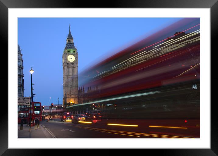 Rush Hour London Bus and Big Ben Framed Mounted Print by Jeremy Hayden