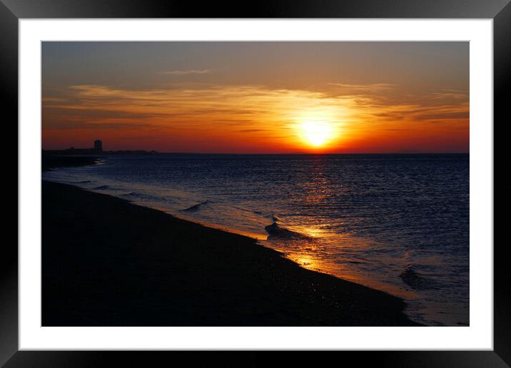 Mediterranean Beach Sunrise near Valras Plage Framed Mounted Print by Jeremy Hayden