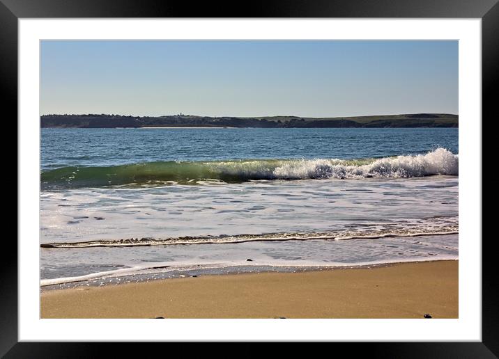 Tenby South Beach Looking at Caldey Island Framed Mounted Print by Jeremy Hayden