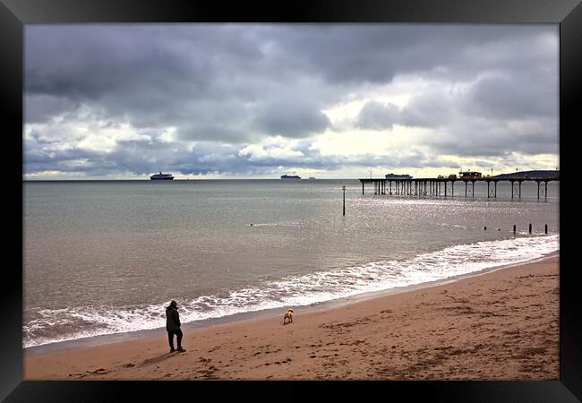 Teignmouth Beach on a Cloudy October Day Framed Print by Jeremy Hayden